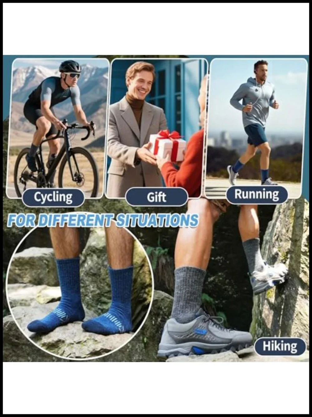 Men's Merino Wool Hiking Socks Thermal Winter Warm Cushioned Moisture Wicking